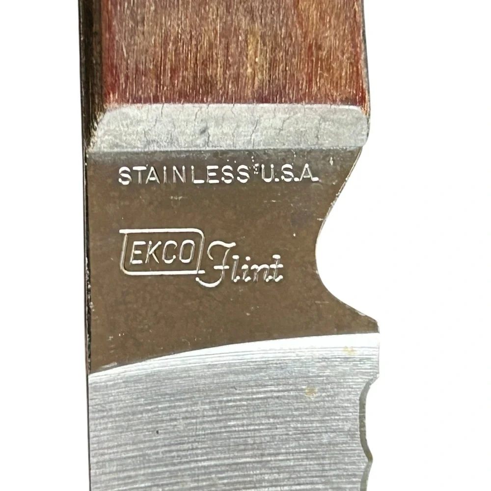 Ekco Flint Vintage Stainless Steel Bread Knife Arrow Head‎ 3 Rivet Wood Handle